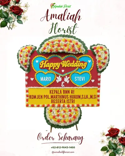 Karangan Papan Bunga Pernikahan di Kutawaluya